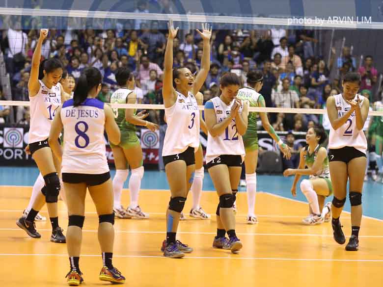 Lady Eagles rout Lady Spikers, one win away from perfect season